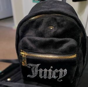 Black Velour Juicy Couture Mini Backpack